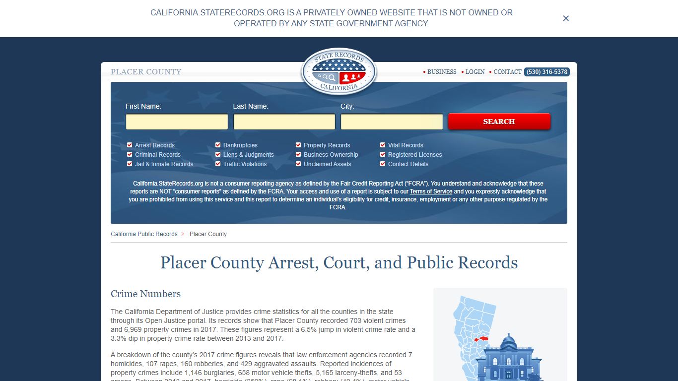 Placer County Arrest, Court, and Public Records