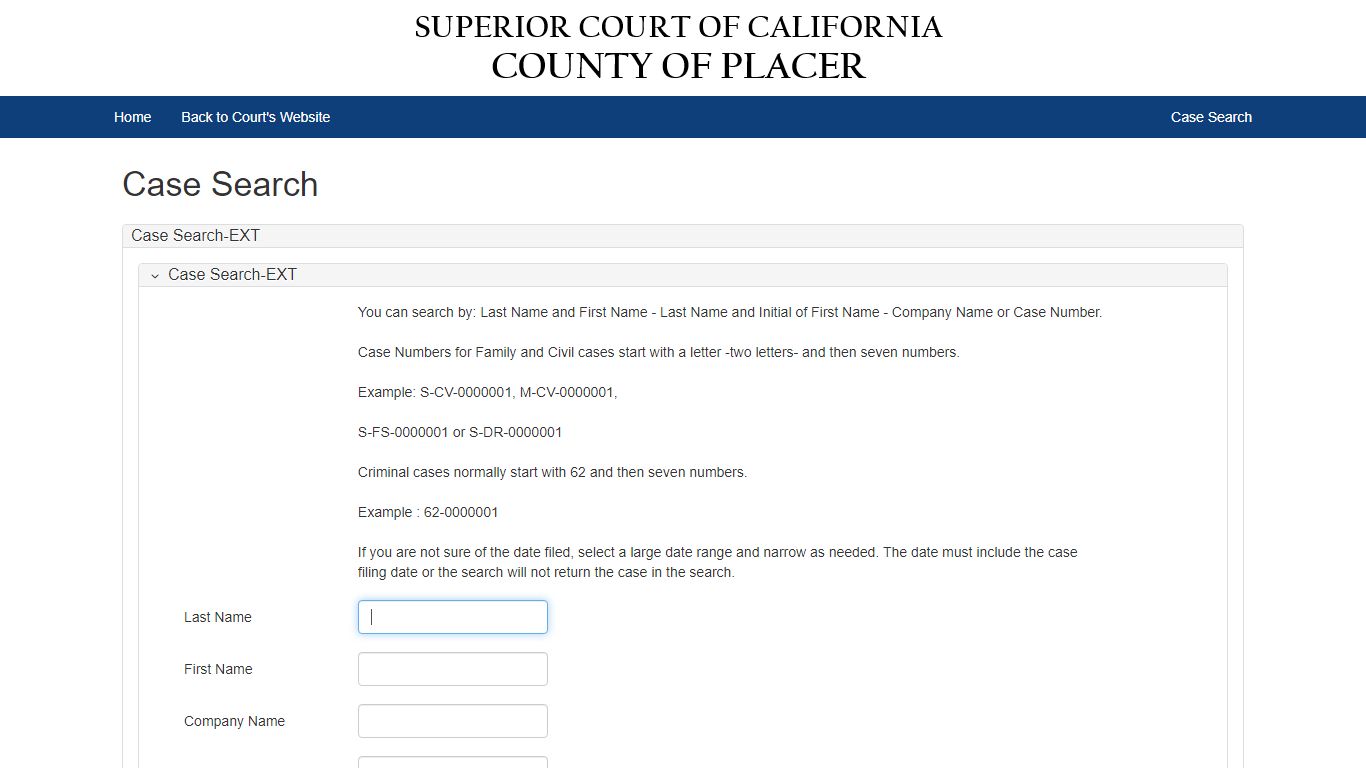 Case Search | Superior Court of California - County of Placer